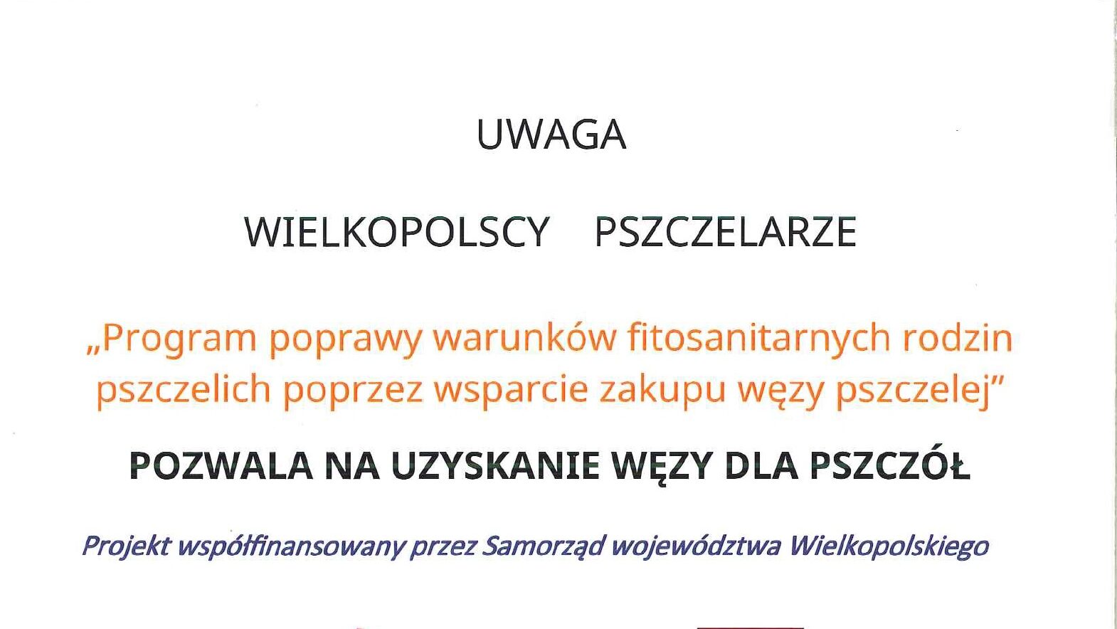 Informacja dla pszczelarzy – wsparcie